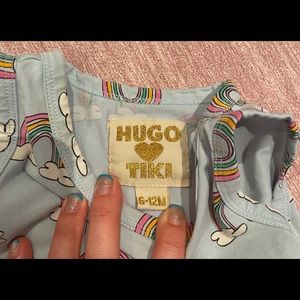 Hugo loves Tiki rainbow snap onesie